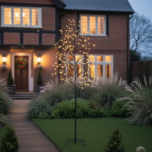 Božično drevo črno 200 cm vklj. LED IP44 - Vixen