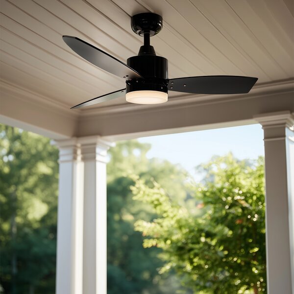 Zunanji stropni ventilator črn 91,3 cm vklj. LED zatemnitev z daljinskim upravljalnikom IP44 - Toledo