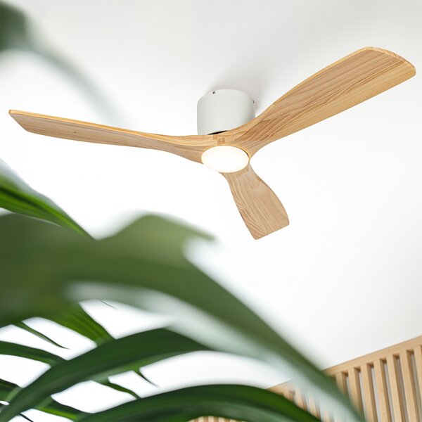 Stropni ventilator bel z lesom 131,5 cm vklj. LED zatemnitev z daljinskim upravljalnikom - Jerri
