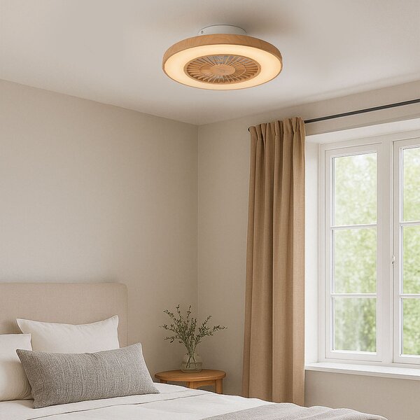 Stropni ventilator z lesnim potiskom z učinkom zvezd 60 cm vklj. LED zatemnitev z daljinskim upravljalnikom - Climo