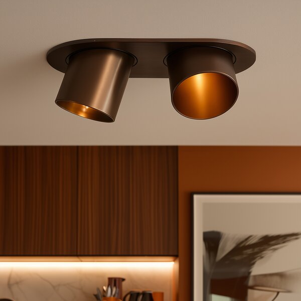 Okrogel vgradni reflektor temno bronasta GU10 50 mm 2-lučni - Installa