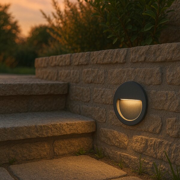 Moderna Vgradna Stenska Svetilka Črna z LED IP65 - Gem