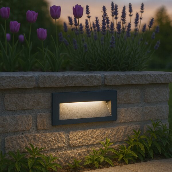 Moderna vgradna stenska svetilka črna 16cm z LED IP65 - Mert