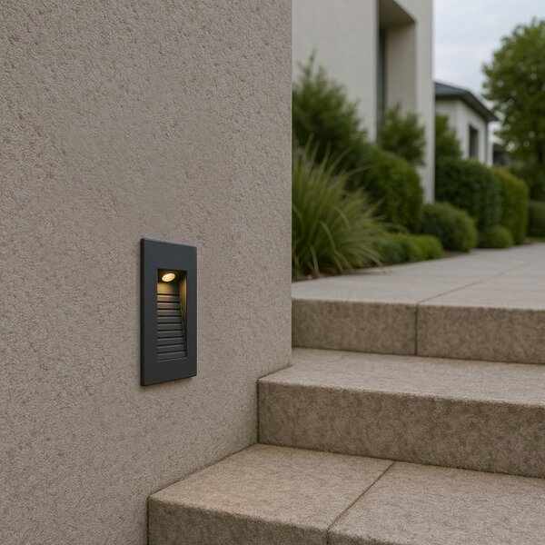 Komplet 6 modernih vgradnih stenskih svetilk črne barve 7 cm vklj. LED IP65 - Trem