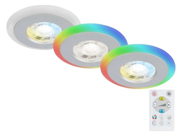 Briloner - SET 3x LED RGBW Zatemnitvena kopalniška svetilka LED/5W/230V IP44+ Daljinski upravljalnik