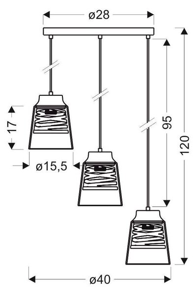 Črna viseča svetilka s steklenim senčnikom Fresno - Candellux Lighting