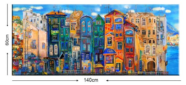 Slika Tablo Center colorful houses, 140 x 60 cm