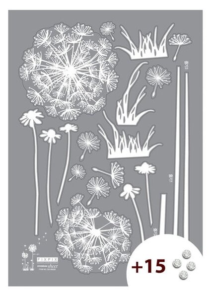 Komplet nalepk in 15 kristalov Swarovski Ambiance Dandelion Flowers