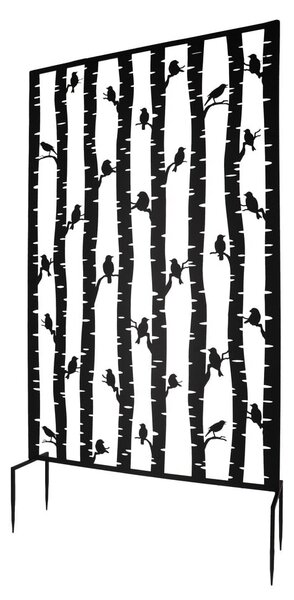 Črn kovinski balkonski zastor 100x186 cm Birds - Esschert Design