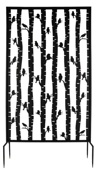 Črn kovinski balkonski zastor 100x186 cm Birds - Esschert Design