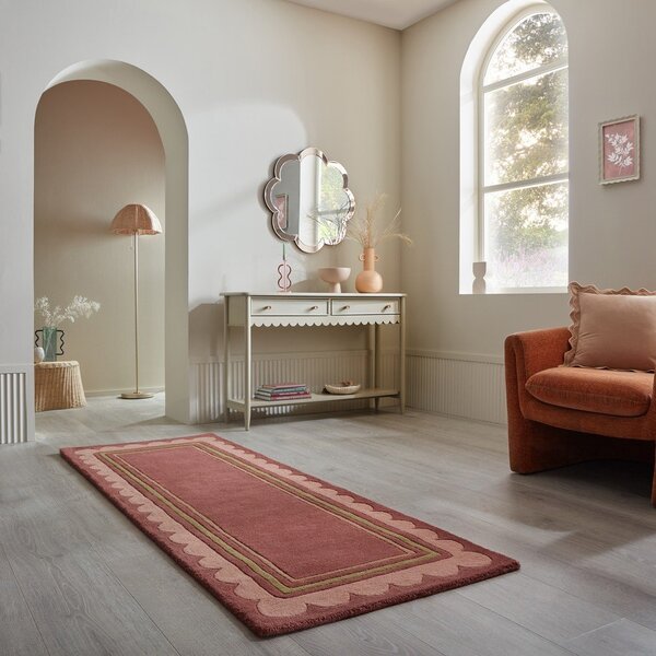Bordo rdeč ročno tkan volnen tekač 80x230 cm Lois – Flair Rugs