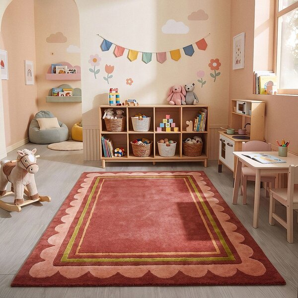 Bordo rdeča ročno tkana volnena preproga 120x170 cm Lois – Flair Rugs