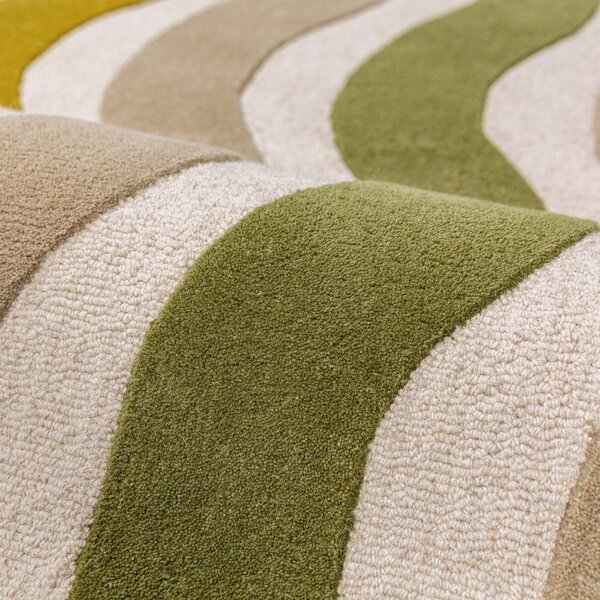 Zelen/v naravni barvi ročno tkan volnen tekač 80x300 cm Cascade Wool – Flair Rugs