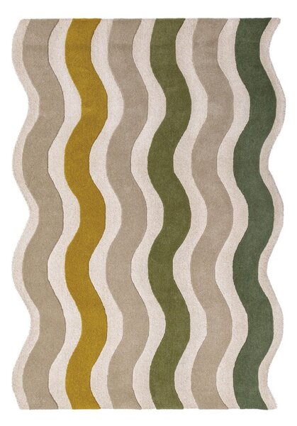 Zelena/v naravni barvi ročno tkana volnena preproga 200x290 cm Cascade Wool – Flair Rugs
