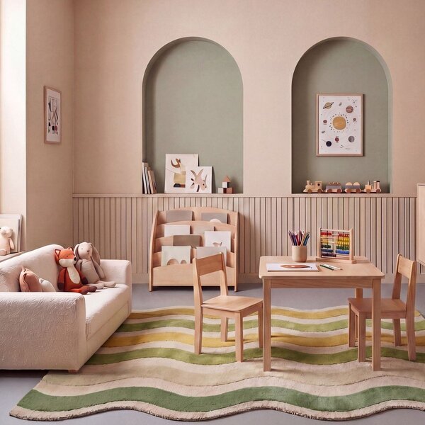 Zelena/v naravni barvi ročno tkana volnena preproga 200x290 cm Cascade Wool – Flair Rugs