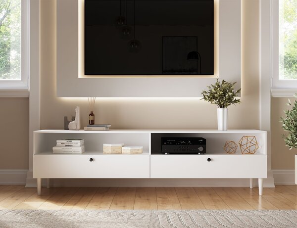 TV omarica s polico in omaricami DULLUM 200x58 cm, bela