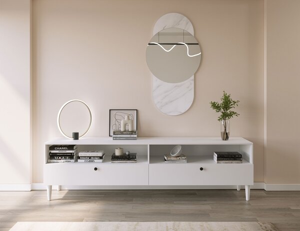 TV omarica s polico in omaricami DULLUM 200x58 cm, bela