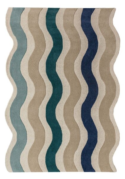 Modra ročno tkana volnena preproga 140x200 cm Cascade Wool – Flair Rugs