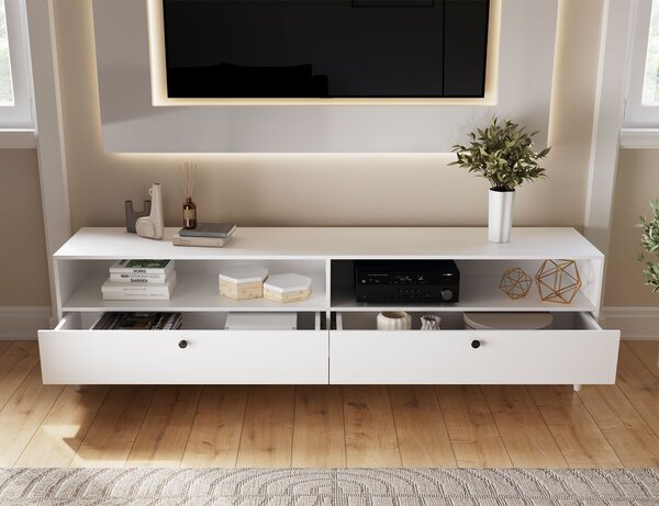 TV omarica s polico in omaricami DULLUM 200x58 cm, bela