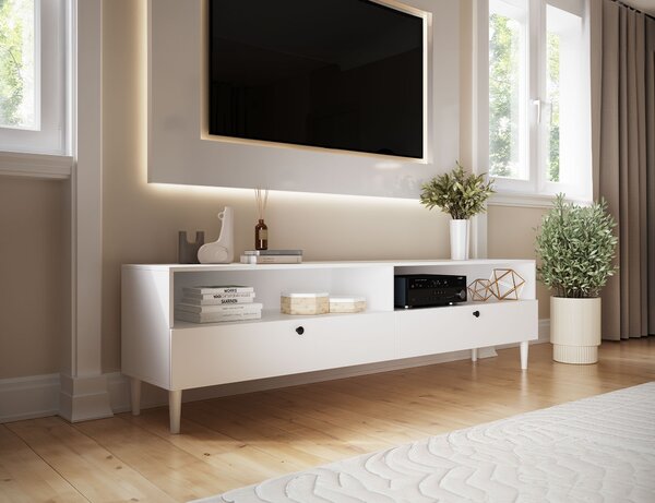 TV omarica s polico in omaricami DULLUM 200x58 cm, bela