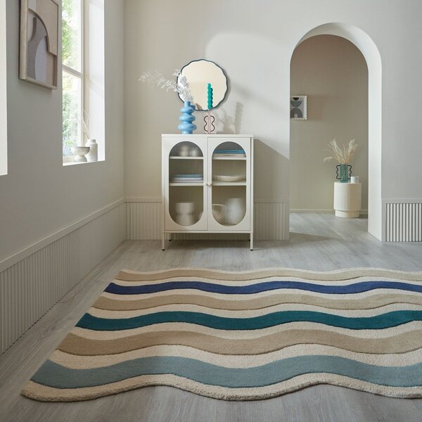 Modra ročno tkana volnena preproga 140x200 cm Cascade Wool – Flair Rugs