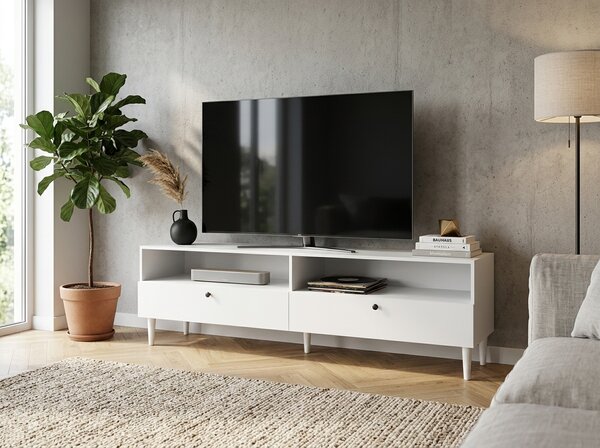 TV omarica s polico in omaricami DULLUM 200x58 cm, bela