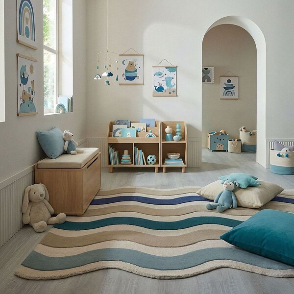 Modra ročno tkana volnena preproga 140x200 cm Cascade Wool – Flair Rugs