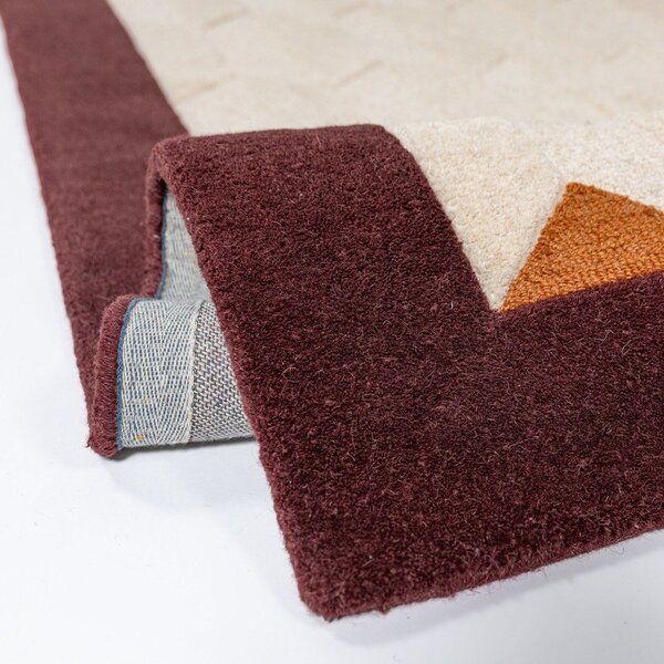 Bordo rdeč/v naravni barvi ročno tkan volnen tekač 60x230 cm Apex Border Wool – Flair Rugs