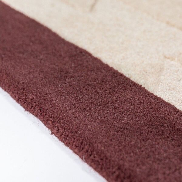 Bordo rdeč/v naravni barvi ročno tkan volnen tekač 60x230 cm Apex Border Wool – Flair Rugs
