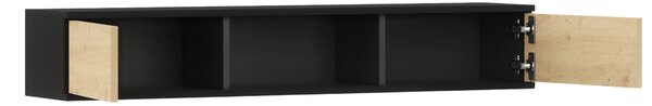 Stenska polica s predalčki LANZZI 120 cm, črna/hrast