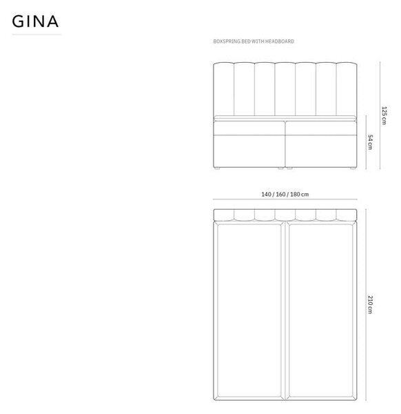 Svetlo modra boxspring postelja s prostorom za shranjevanje 180x200 cm Gina – Milo Casa