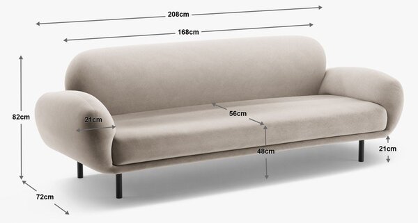 Siva sedežna garnitura iz tkanine bouclé 208 cm Poppy – Micadoni