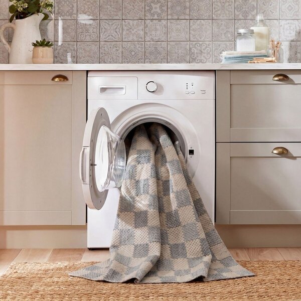 Moder pralen tekač iz mešanice bombaža 80x230 cm Muted Checkerboard – Flair Rugs