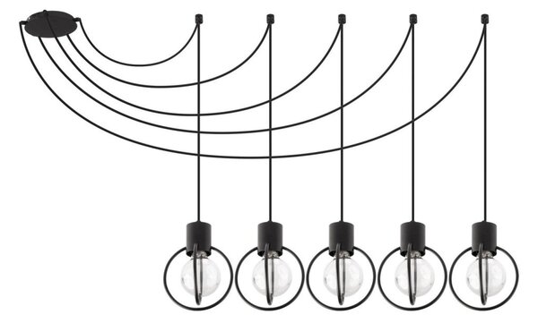 Lestenec na vrvici AURA 5xE27/60W/230V črna