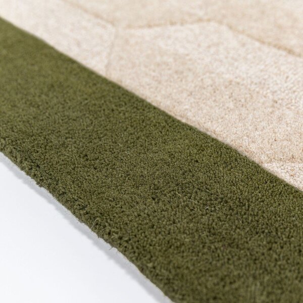 Zelen/v naravni barvi ročno tkan volnen tekač 60x230 cm Apex Border Wool – Flair Rugs