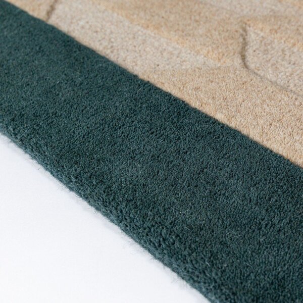 Ročno tkana volnena preproga v naravni barvi/zelenomodra 120x170 cm Apex Border Wool – Flair Rugs