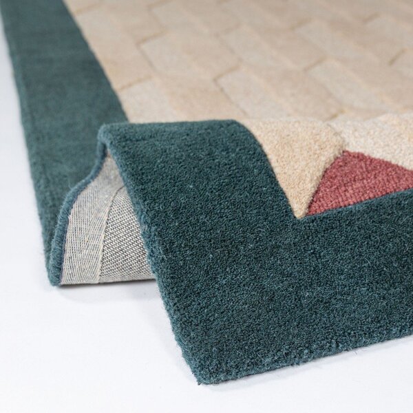 Ročno tkana volnena preproga v naravni barvi/zelenomodra 120x170 cm Apex Border Wool – Flair Rugs