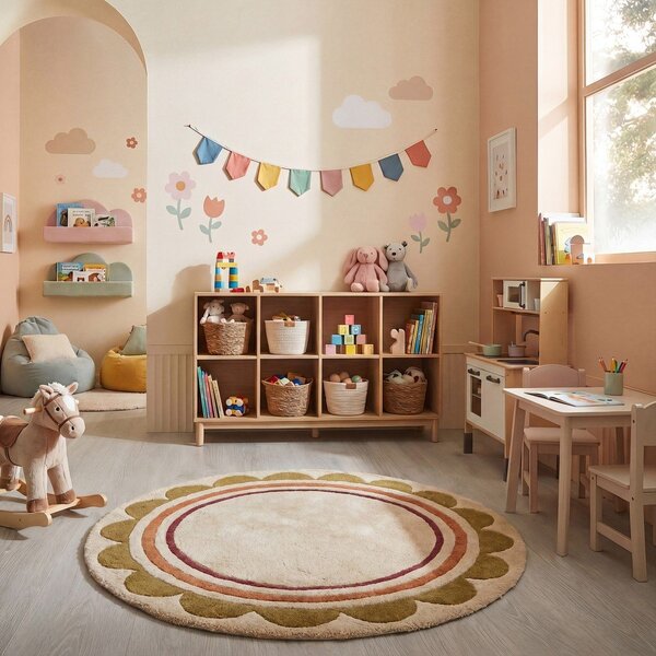Ročno tkana volnena okrogla preproga v naravni barvi ø 120 cm Lois – Flair Rugs