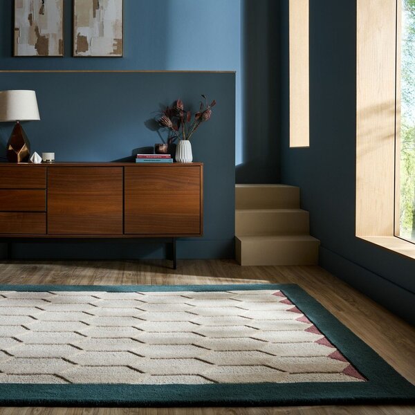 Ročno tkana volnena preproga v naravni barvi/zelenomodra 120x170 cm Apex Border Wool – Flair Rugs