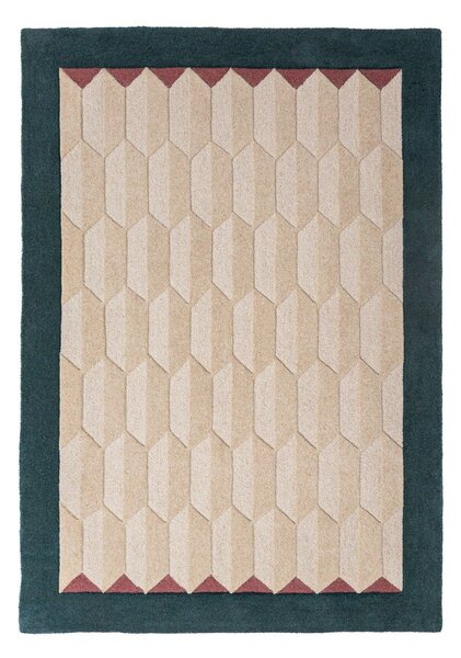 Ročno tkana volnena preproga v naravni barvi/zelenomodra 120x170 cm Apex Border Wool – Flair Rugs