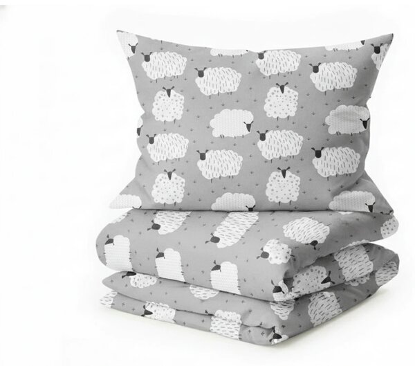 Krep posteljnina BELE OVCE POLY siva Dimenzije posteljnine: 70 x 90 cm | 140 x 200 cm