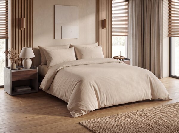 Krep posteljnina DENYX BLEND svetlo rjava, hotelski žep Dimenzije posteljnine: 70 x 90 cm | 140 x 200 cm