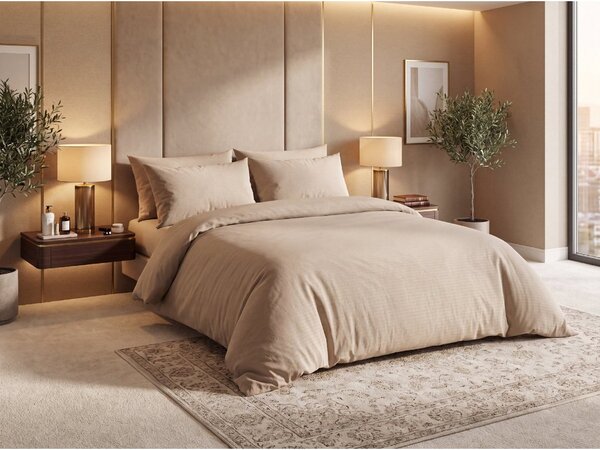 Krep posteljnina DENYX BLEND svetlo rjava, hotelski žep Dimenzije posteljnine: 70 x 90 cm | 140 x 200 cm