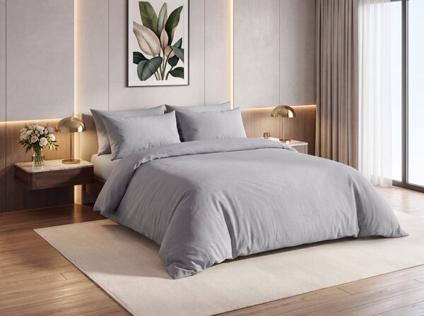 Posteljnina iz krepa DENYX BLEND siva, hotelski žep Dimenzije posteljnine: 70 x 90 cm | 140 x 200 cm