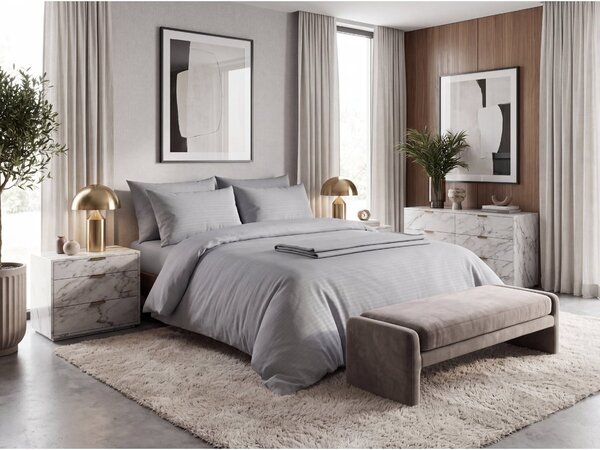 Posteljnina iz krepa DENYX BLEND siva, hotelski žep Dimenzije posteljnine: 70 x 90 cm | 140 x 200 cm