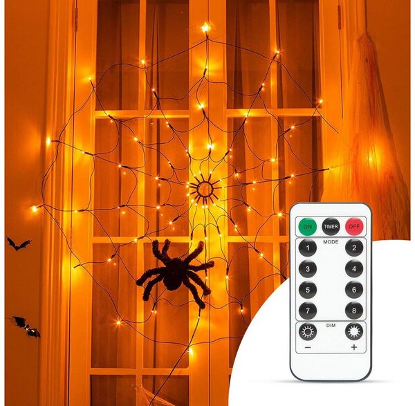 LED Okrasna veriga HALLOWEEN LED/5V/8 funkcij pajkova mreža + Daljinski upravljalnik