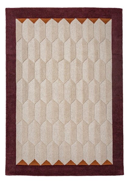 Bordo rdeča/v naravni barvi ročno tkana volnena preproga 120x170 cm Apex Border Wool – Flair Rugs