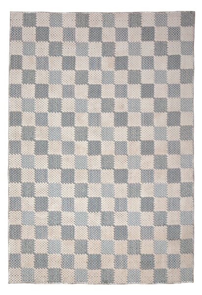 Modra pralna preproga iz mešanice bombaža 116x170 cm Muted Checkerboard – Flair Rugs