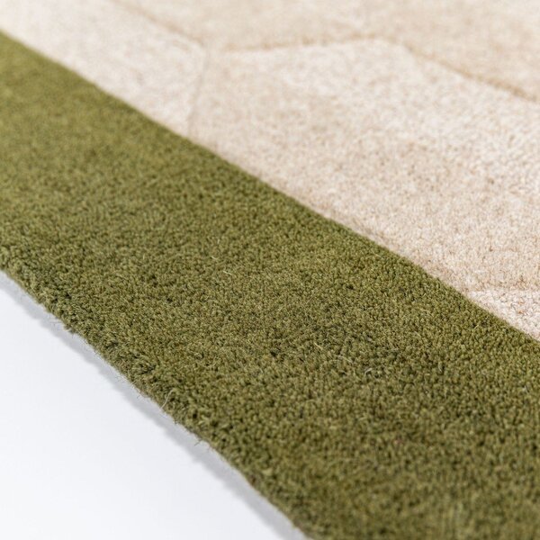 Zelena/v naravni barvi ročno tkana volnena preproga 120x170 cm Apex Border Wool – Flair Rugs