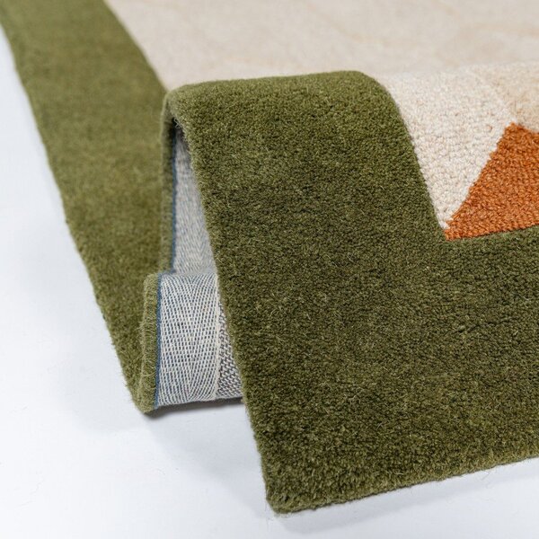 Zelena/v naravni barvi ročno tkana volnena preproga 120x170 cm Apex Border Wool – Flair Rugs